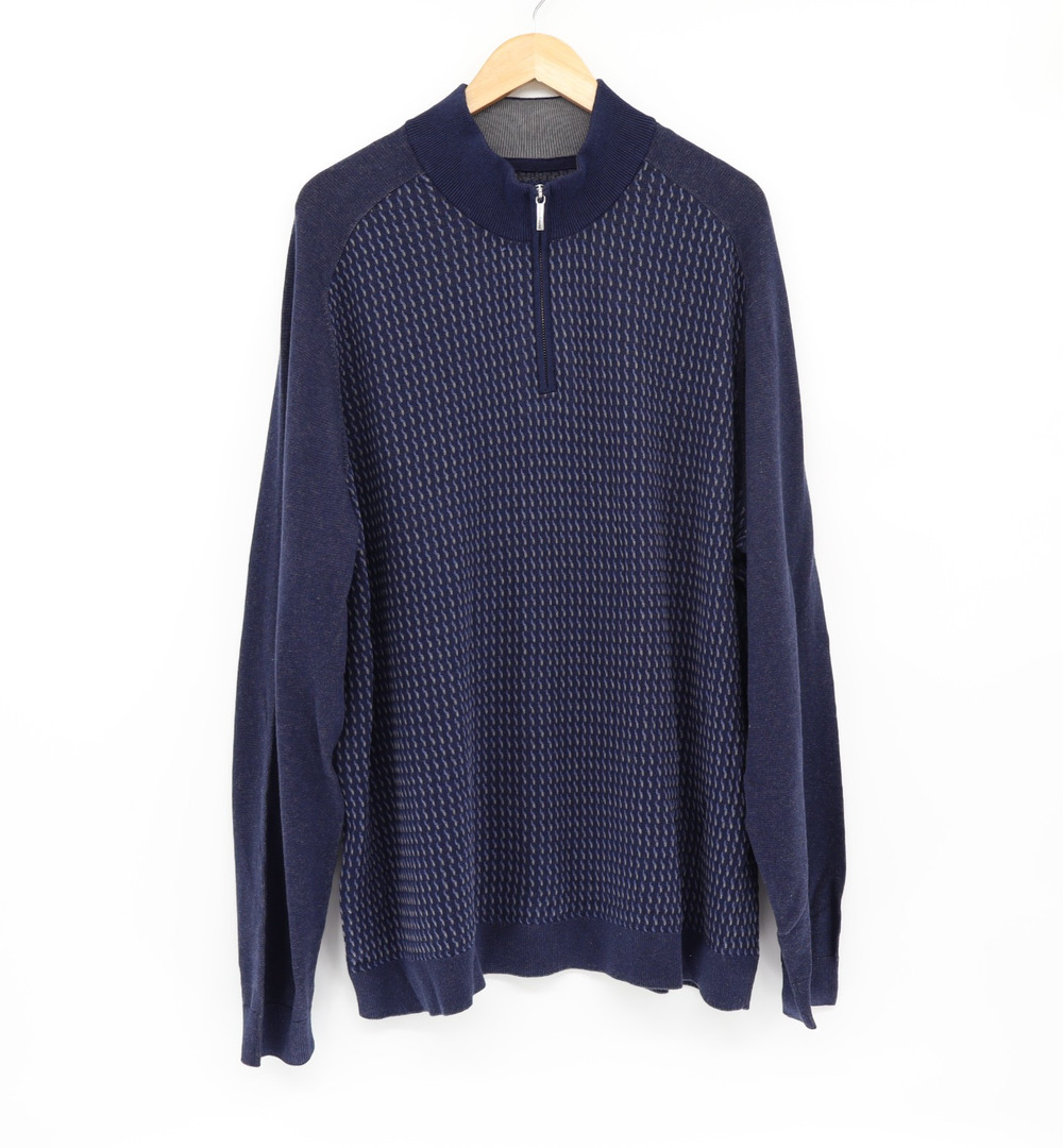 Tommy Bahama NWT Coastal Shores 2XL Tall Knit Sweater Quarter Zip Navy